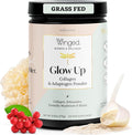 Winged Wellness Glow Up Collagen Powder for Women - Hair Skin &amp Nails Beauty Supplement with Grass-Fed Hydrolyzed Collagen Peptides Adaptogens Vitamin C &amp Biotin - 25 Servings Unflavored