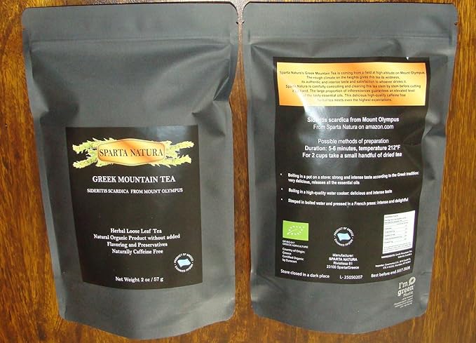 Sparta Natura Greek Mountain Tea Organic from Mount Olympus Herbal Loose Leaf Tea for Holistic Wellbeing