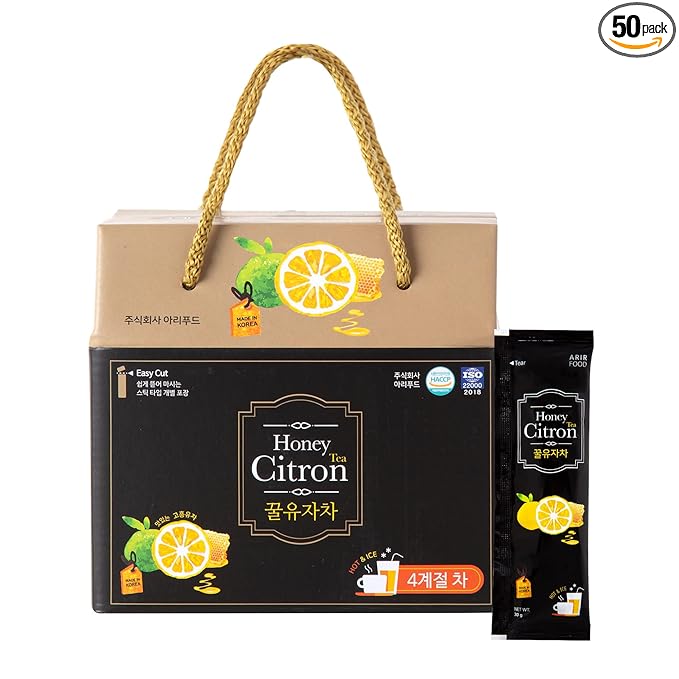 Korean Honey Yuza Citron Tea [ Korean Foods ] Low Calorie Concentrate Yuja Sticks Vitamin C Enjoy Anytime Anywhere [ Jeollanamdo Foods ] 50 Packets