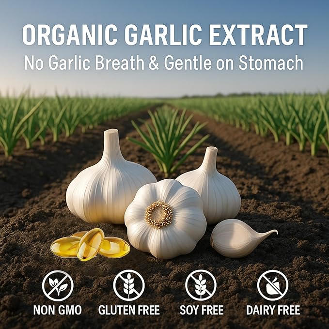 Elare Aged Garlic Extract 7500mg Organic Garlic Capsules Supplement for Supports Immune &amp Heart Health Odorless Non-GMO Gluten-Free Vegetarian 300 Softgels