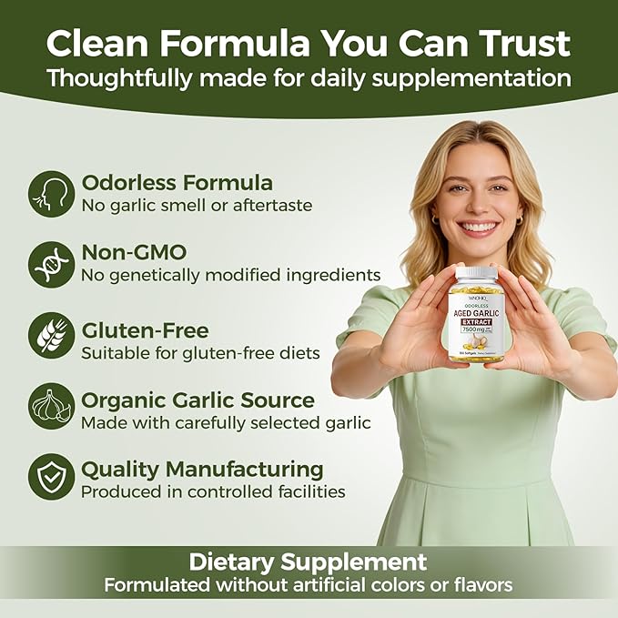 Aged Garlic Extract - 7500mg Odorless | Garlic Supplements 360 Softgels | Odorless Aged Garlic Capseles for Supports Immune Health | Organic Non-GMO Gluten-Free (2)