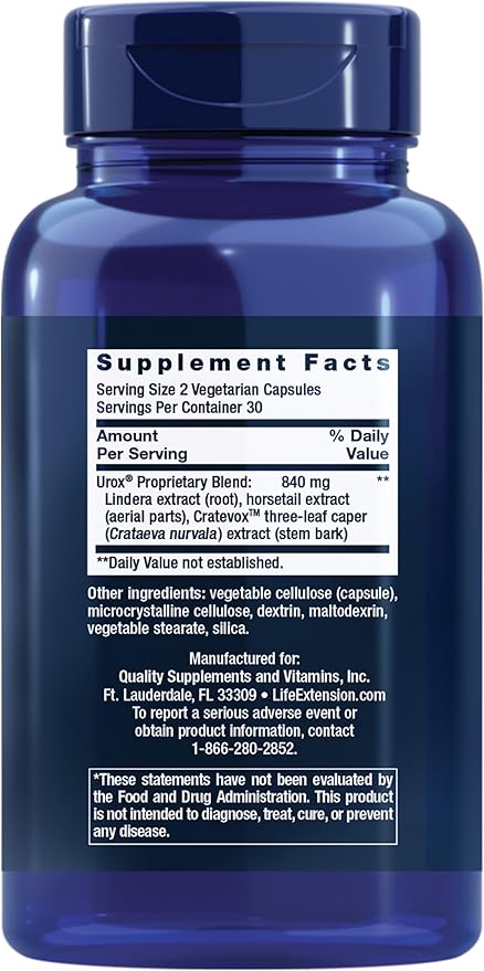 Life Extension Women's Bladder Support – for Bladder Health and Normal Urinary Frequency – Horsetail Lindera and Three-Leaf Caper Extracts – Non-GMO – Gluten Free — 60 Vegetarian Capsules