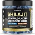 Pure Shilajit Gummies Sea Moss Ashwagandha 105+ Trace Minerals – Organic Burdock Root &amp Lions Mane Mushroom - Blue Razz – Vegan &amp Non-GMO – Made in USA – 60ct