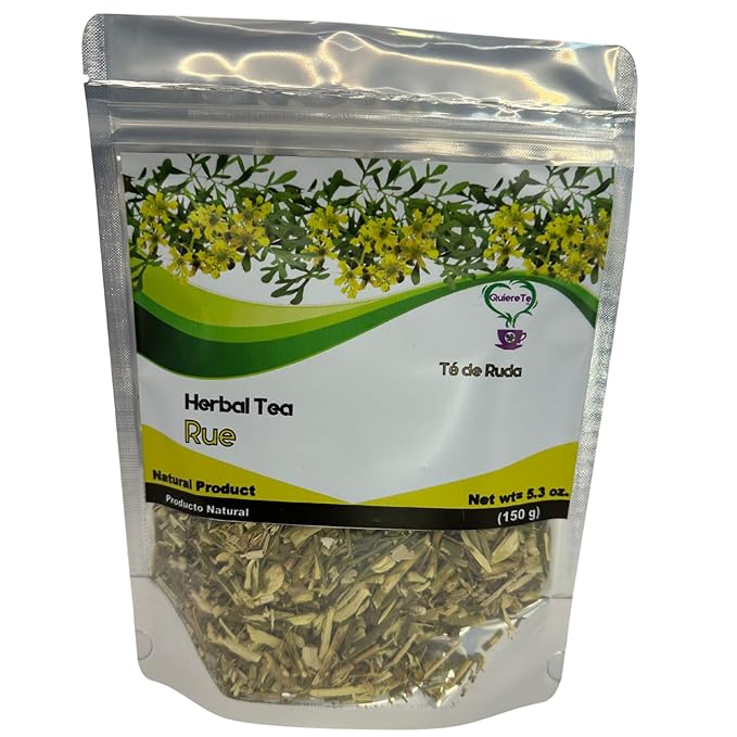 Rue Tea Te de Ruda Quiere Te 5.3 Oz (150 Grams) Up to 100 Cups Herbal Tea Rue Dried Herb Resealable Bag Product From Mexico 100% Natural