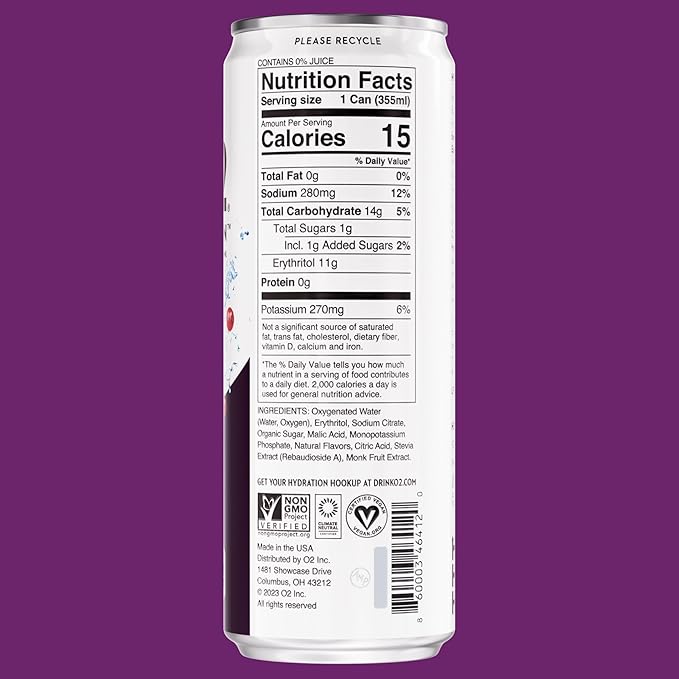 O2 Blackberry Currant Post Workout Recovery Drink - Powerful Electrolyte Drink for Daily Hydration