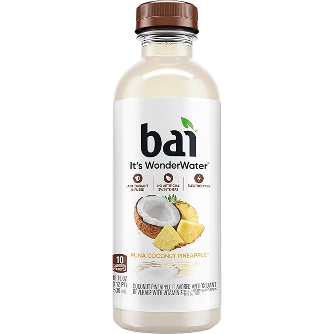 Bai Antioxidant Infused Water Beverage Puna Coconut Pineapple with Vitamin C and No Artificial Sweeteners 18 Fluid Ounce Bottle 12 Pack