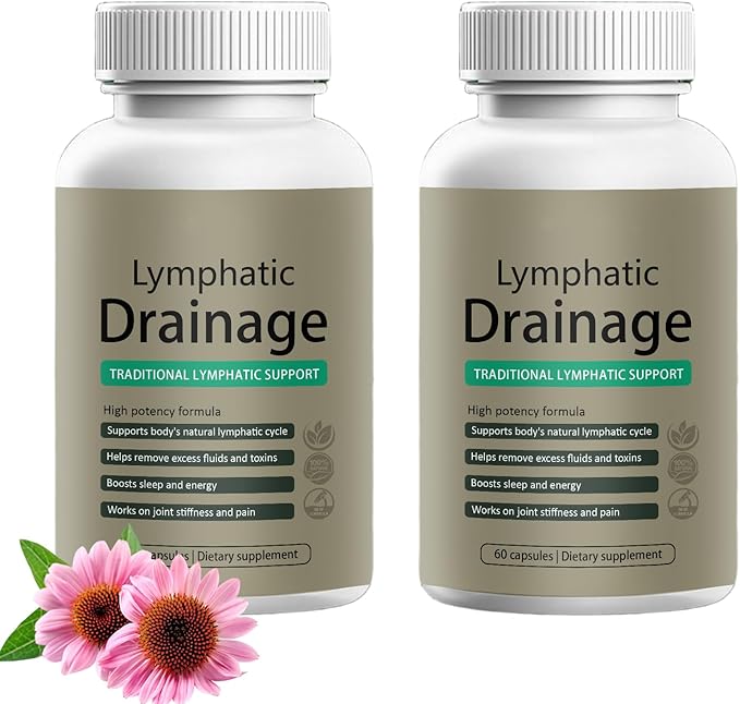 Lymphatic Drainage Capsules – Maximum Potency Formula with Dandelion &amp Cleavers Extract Supports Cellulite Reduction &amp Lymphatic Drainage 60 Capsules(2PCS)
