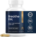 BREATHE PM Nighttime 6-IN-1 Mullein Capsules For Lung Detox for Smokers (60 Caps - 30 Days) - L-Theanine Thyme &amp Mullein Leaf Extract For Lungs - Mucus Removal Supplement - GMO-Free &amp Made