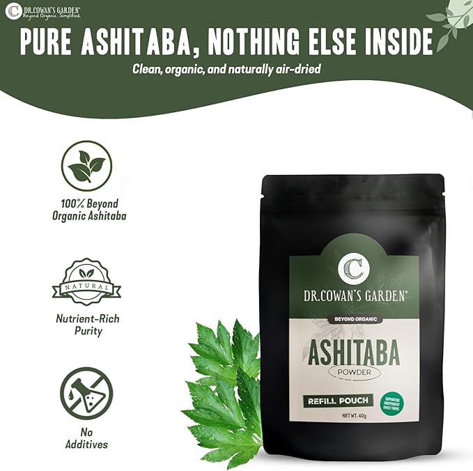 Dr. Cowan's Garden Ashitaba Powder – Premium Sun-Dried Ashitaba Leaves – Small-Batch Herbal Superfood – Pure Ashitaba Powder for Daily Vitality Digestion Support (20 Servings)