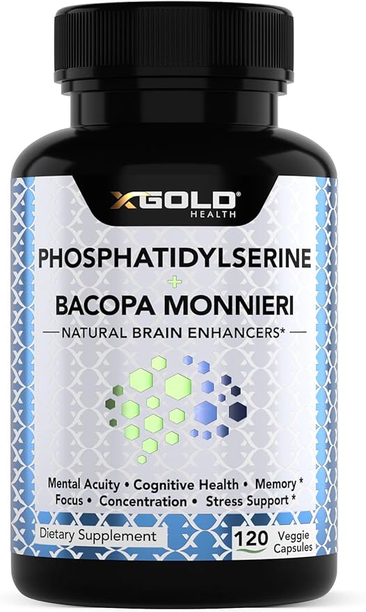 PhosphatidylSerine &amp Bacopa Monnieri 800 mg 2 in 1 Supplement - Natural Brain Enhancer/Nootropic for Enhanced Focus and Concentration Memory Support &amp Cognitive Function - 120 Vegetarian Cap