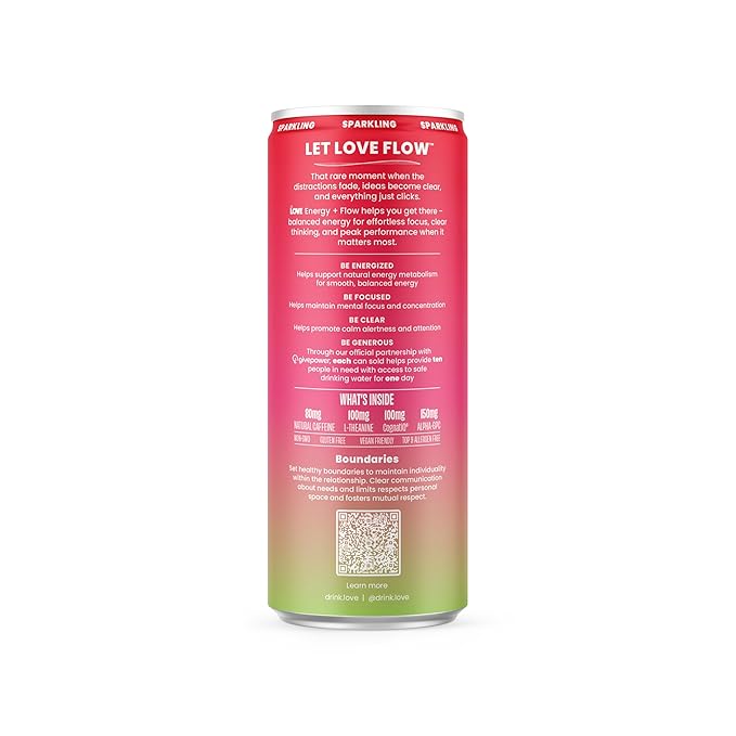 Be LOVE Energy + Flow – 80mg Natural Caffeine L-Theanine &amp Alpha-GPC for Clean Calm Focus – Zero Sugar Low Calorie 100% DV B-Vitamins – Non-GMO Vegan – 12 fl oz (Pack of 12) (Berry Melon Rush)