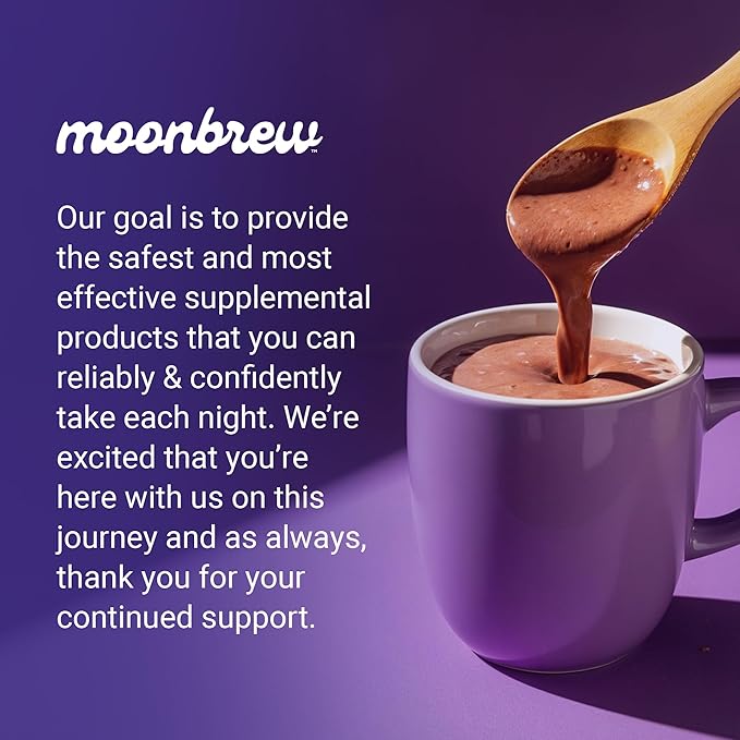 MoonBrew Nighttime Magnesium Vanilla Latte Mix Natural Sleep Aid Drink Mix for Adults - Calming Melatonin-Free Sleep Support Powder with Magnesium Glycinate L-Theanine Chamomile &amp Zinc
