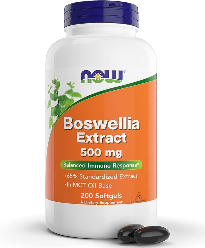 Now Boswellia Serrata Extract 500 mg 200 Softgels - Gum Resin in MCT Oil Base - Herbal Supplement