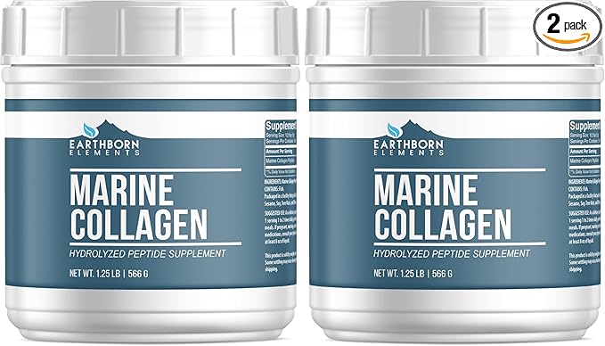Earthborn Elements Hydrolyzed Marine Collagen Peptides Powder 1.25 lb Pure &amp Undiluted Dietary Supplement (Pack of 2)