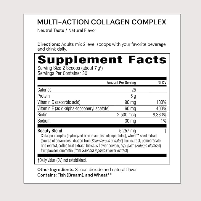 Plexus® Multi-Action Collagen Complex | 30 Servings | Types I &amp III Hydrolyzed Collagen | Biotin Ceramides Vitamin C &amp E | Supports Skin Hair &amp Nails | Helps Improve Skin Elasticity &am