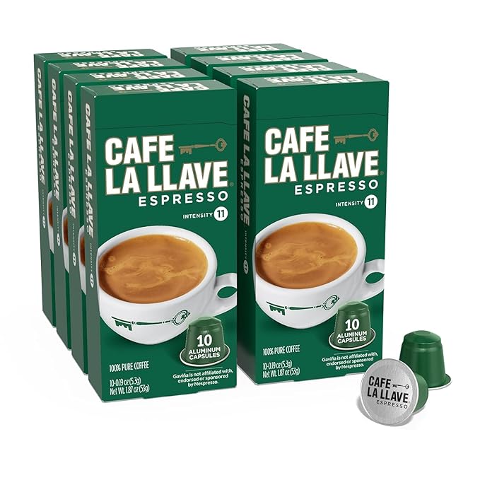 Cafe La Llave Latin Style Espresso Pods Dark Roast Compatible with Nespresso Original Line 80 Count Aluminum Capsules