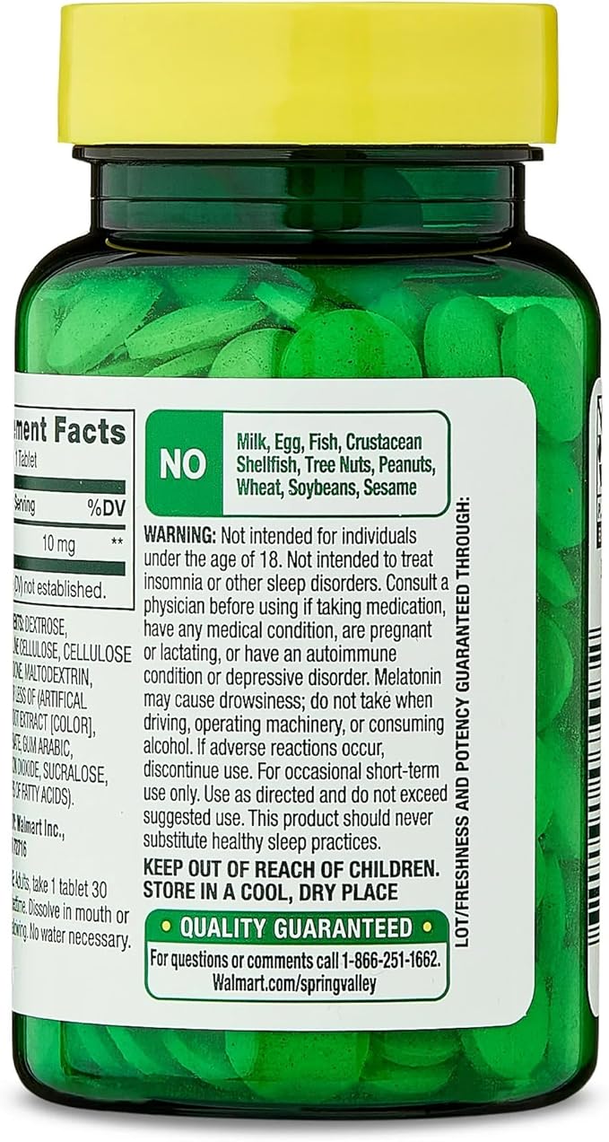 SUREFECT Spring Valley Melatonin 10mg Tablets - 120 Count - Strawberry Flavor Sleep Support Allergen-Free Organizer.