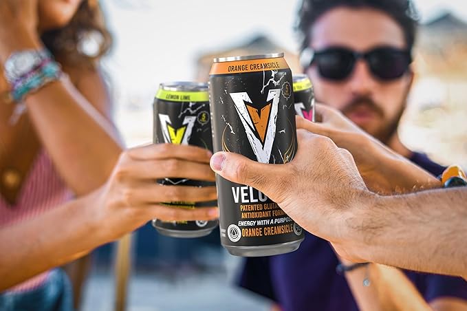Velocity Iced Tea + Lemonade Energy Drink with Patented Glutathione Antioxidant Formula Non-Carbonated Zero Sugar Keto 12 Pack (16 oz Cans)