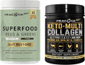 Keto Multi Collagen Protein Powder 16.2 oz &amp Superfood Reds &amp Greens Powder 11.64 oz Bundle Supports Gut Health Joints Skin Immunity Antioxidants Vegan &amp Non-GMO