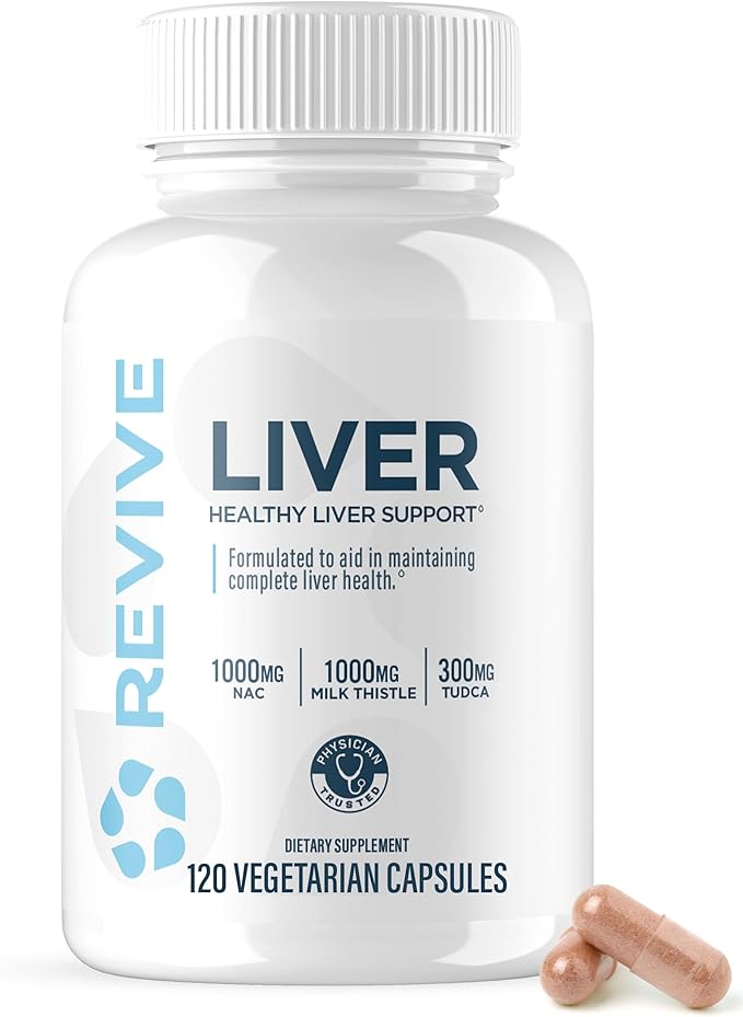 Revive MD Natural Liver Cleanse Detox &amp Repair Supplement – Milk Thistle Liver Support Formula Promotes Healthy Liver Function &amp Helps Reduce Inflammation – 120 Capsules (30 Servings)