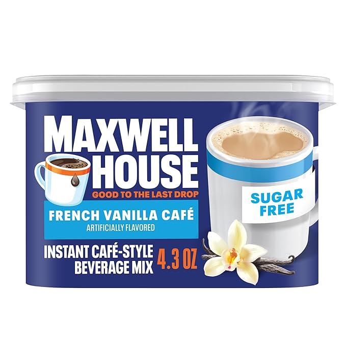 Maxwell House International Café-Style – Sugar-Free French Vanilla Instant Coffee Mix (4.3 oz) &amp Vanilla Caramel Latte Mix (8.7 oz) (2 Ea. Variety Pack)