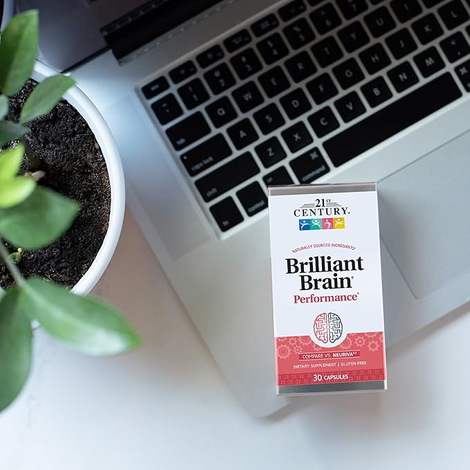 21st Century Brilliant Brain Performance Capsules (30 Count) Cognitive Health Support Contains Plant-Sourced Phosphatidylserine &amp Nootropic Coffee Fruit Extract Decaf &amp Gluten Free