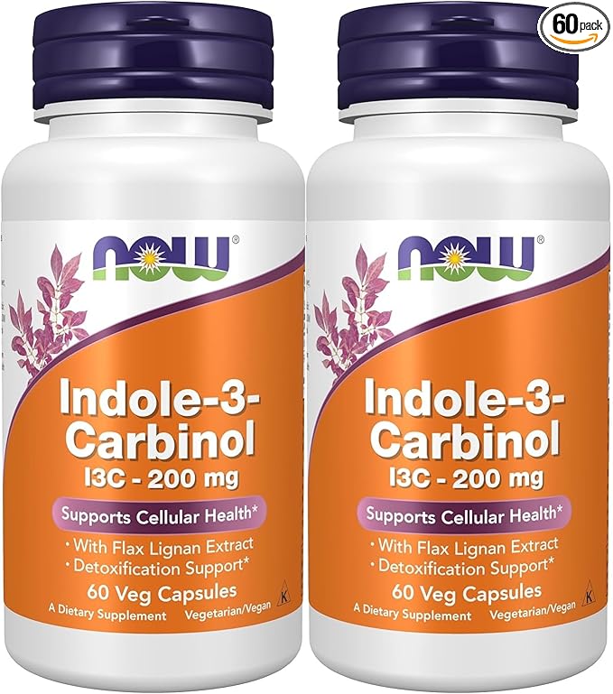 Indole-3-Carbinol (I3C) 200 mg - 60 Veg Capsules x 2 Bottles