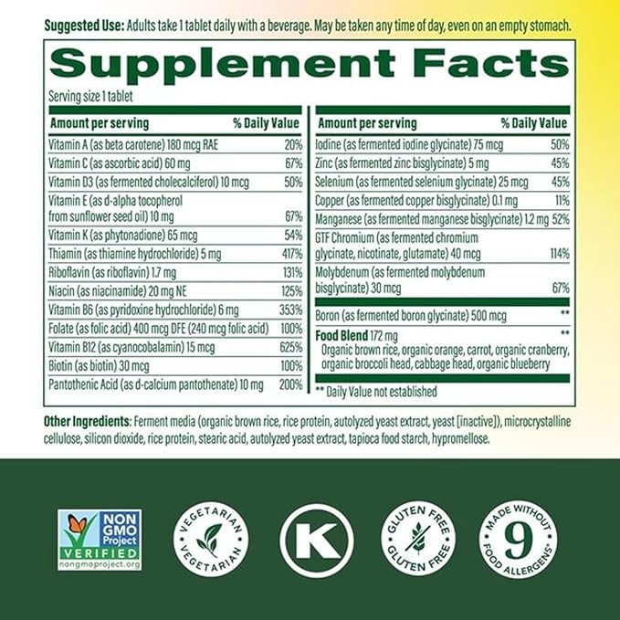 MegaFood One Daily Iron Free Multivitamin - Multivitamin for Women and Men - with Real Food - Immune Support Supplement - Bone Health - Energy Metabolism - Vegetarian Non-GMO No Iron - 60 Tablets