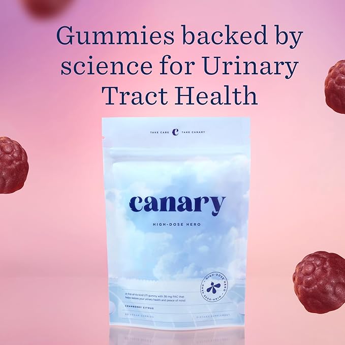 Canary High-Dose Hero - Urinary Tract Health Gummies Supplement Helps Cleanse &amp Protect Delicious Natural Cranberry Flavor 60 Gummies