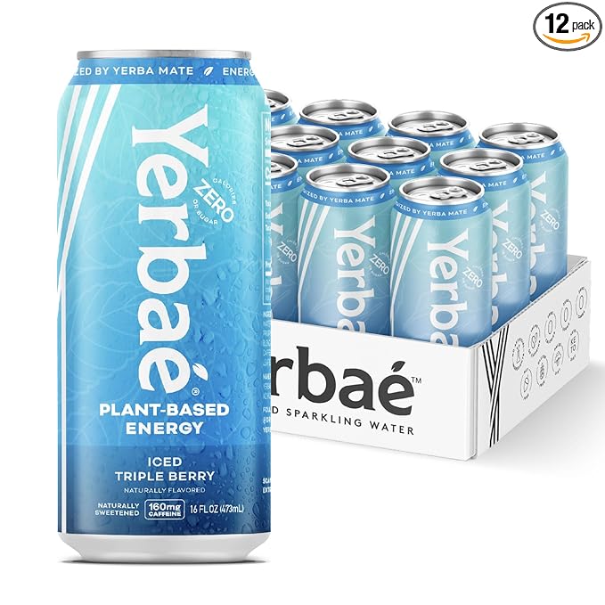 Yerbaé Energy Beverage - Iced Triple Berry 0 Sugar 0 Calories 0 Carbs Energized by Yerba Mate. Yerbae is a Plant-Based Healthy Alternative to Sugary Energy Drinks 16oz cans (12 Pack)
