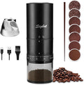 Portable Electric Coffee Grinder - 38 Grind Settings Conical Burr &amp Black Stainless Steel Body Rechargeable Mill for Espresso Moka Pot Turkish Ideal for Camping and Travel