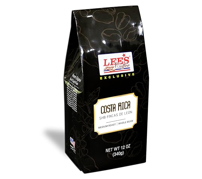 Lee's Coffee Exclusive Whole Bean Costa Rica SHB Fincas De Leon 12 Ounce