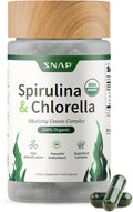 Snap Supplements Organic Spirulina and Chlorella - Protein Rich Blue Green Algae Superfood Supplement for Energy and Immune Support 120 Vegetarian Capsules (30 Servings 1 Month Supply)