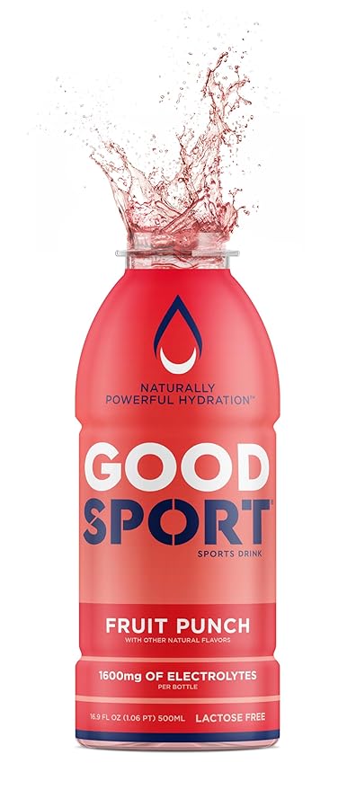 GoodSport Electrolyte Sports Drink Rapid &amp Long-lasting Hydration (16.9 Fl Oz (Pack of 12) Fruit Punch)