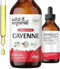 Wild &amp Organic Cayenne Pepper Tincture - Digestive Support with Capsaicin Extract - Cayenne Pepper Liquid Drops for Overall Well-Being - Vegan Sugar &amp Alcohol-Free - 4 fl oz