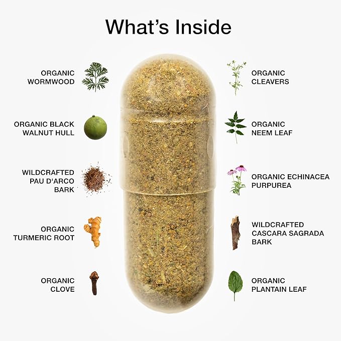 Food Over Drugs para Formula - Full Spectrum Herbal Cleanse for Humans - Natural Intestinal Microbial Detox &amp Complete Body Cleanse - 60 Count (Pack of 1)