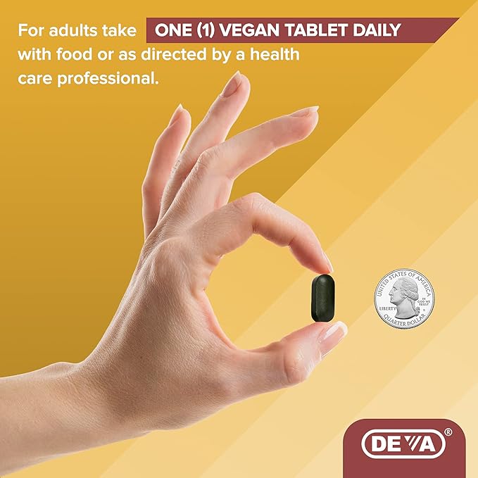 DEVA Vegan Multivitamin &amp Mineral Supplement with Iron 2-Pack Spirulina Chlorella Ashwagandha Broccoli &amp More 90 Coated Tablets Each