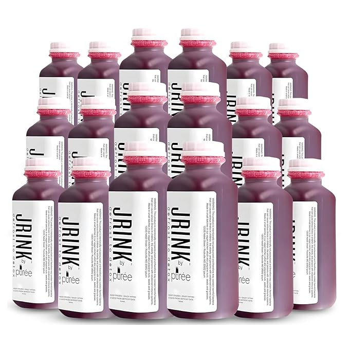JRINK by Purée Organic Can’t Be Beet Juice Raw Beet Blend Cold Pressed Vegetable and Fruit Drink Healthy Detox Cleanse Organic Cold Press Juice Gluten-Free Energy Boost 16oz Bottles Pack of 18