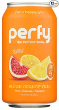 PERFY Soda Superfood Nootropic Soft Drink | All Natural Soft Drink Made With Real Fruit Juice L-theanine &amp turmeric | Low Sugar Low Carb Gluten Free Caffeine Free Keto Soda | 12 Pack (Blood O