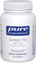 Pure Encapsulations Ginkgo 50 160 mg | Ginkgo Biloba Supplement to Support Oxygen Blood Circulation and Mild Memory Problems Associated with Aging* | 120 Capsules