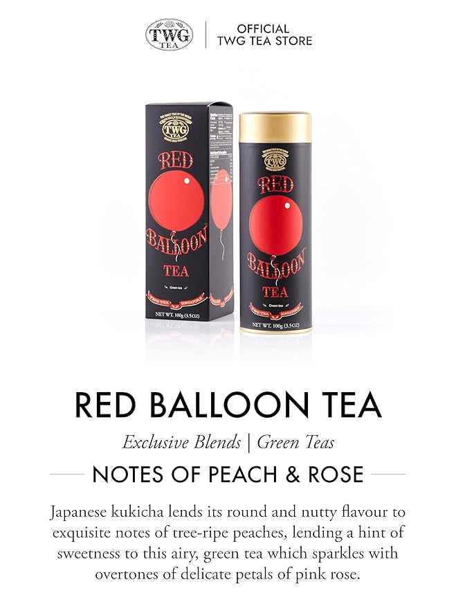 TWG Tea | Red Balloon Tea | Green Tea | Peach &amp Rose | Haute Couture Tin 100g | Gift Set