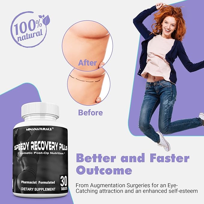 Speedy Recovery Pills Post-OP Recovery Supplement Scar Support Vitamins Promotes Collagen and Fast Wound Healing Specially Formulated for Post op Cosmetic Surgeries 30 Tablets