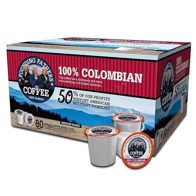 Founding Fathers Coffee Colombian Single Serve 80 Count (Compatible with Keurig 2.0)