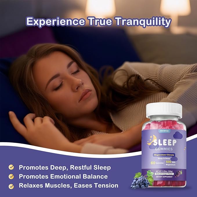 Sleep Gummies 500mg Magnesium Citrate High Absorption Magnesium Gummies with L-Theanine and Herbal Blend for Sleep Mood Relaxation for Adults Vegan Grape Flavor 120 Count
