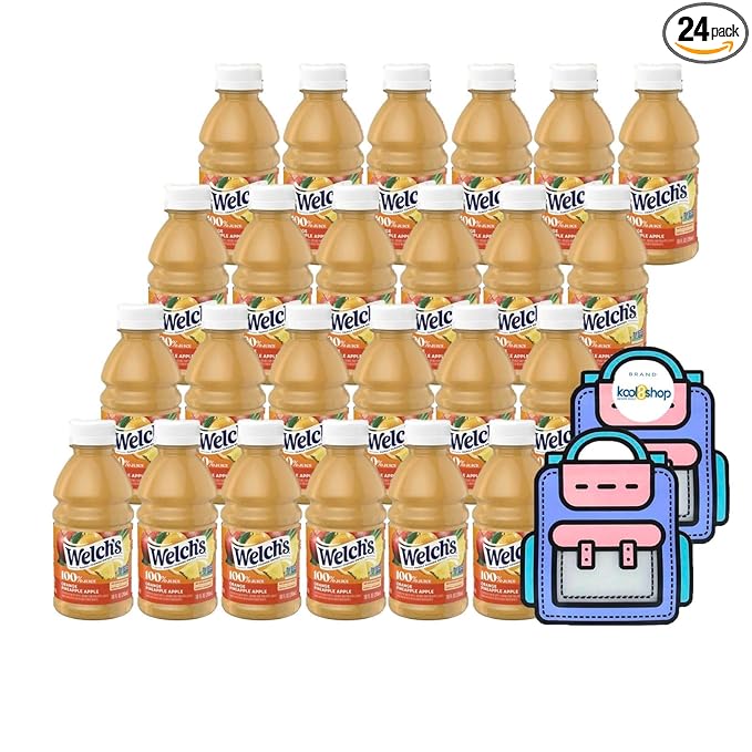 Welch’s 100% Orange Pineapple Apple Juice Drink 10 fl oz Plastic Bottle 24 Pack + 2 Reusable Snack Bags by KOOL8SHOP Infinite Deals
