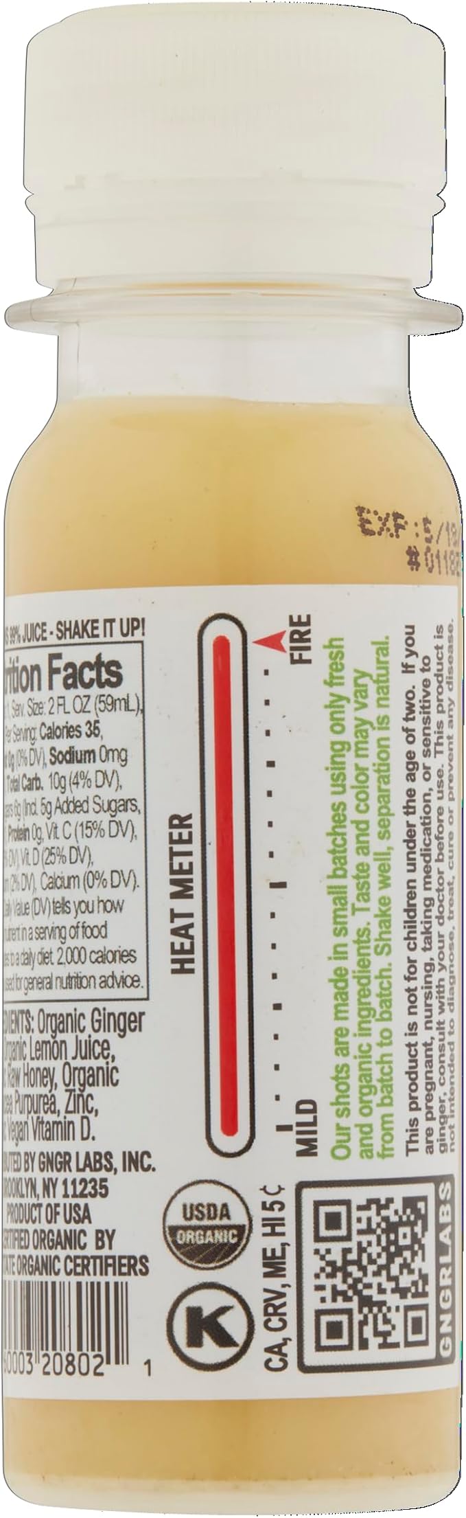 +GNGR Immunity Aid - Organic Cold-Pressed Ginger Shot with Lemon Honey &amp Echinacea. Extra-Strength Ginger Shots for Circulation Immune &amp Digestive Support. Throat Soothing Shots. 2 fl oz (Pa