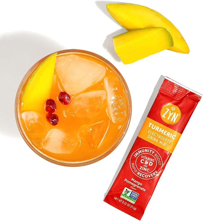 ZYN Electrolyte Drink Mix Hydration Packets Mango Pomegranate Electrolytes Powder Pack of 32