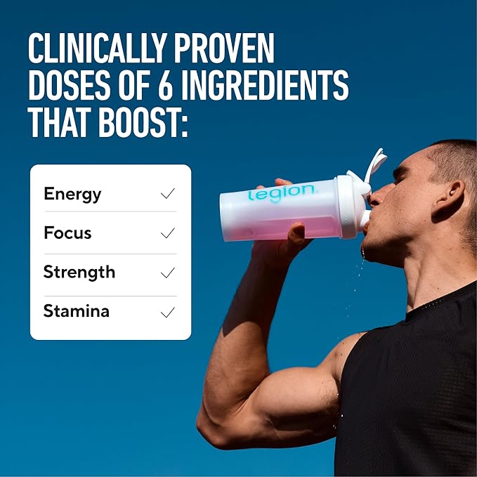 LEGION- All Natural Nitric Oxide Preworkout Drink to Boost Energy Creatine Free Naturally Sweetened Beta Alanine Citrulline Alpha GPC (Cherry Limeade)