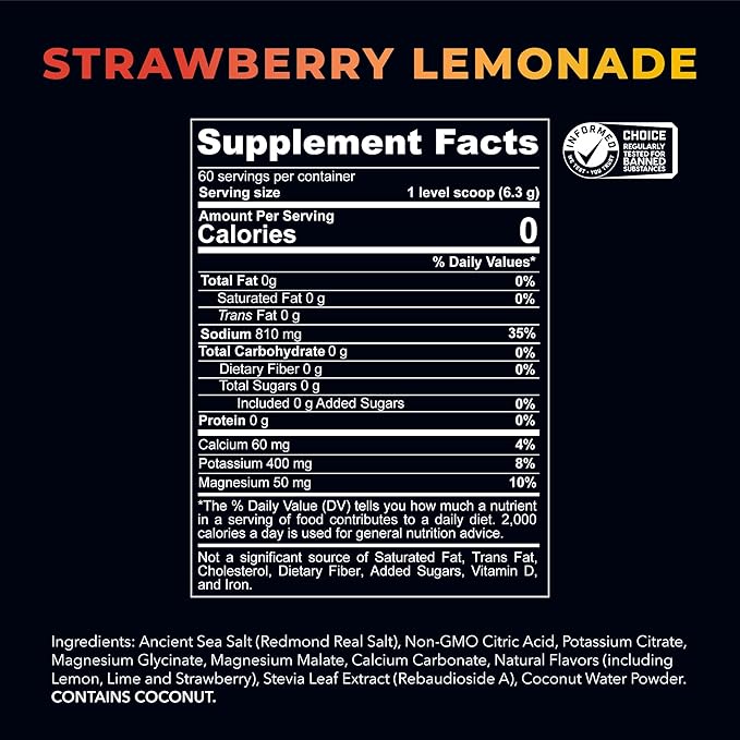 REDMOND Re-Lyte Electrolyte Drink Mix Strawberry Lemonade 30 serving SMALL 6.88oz jar