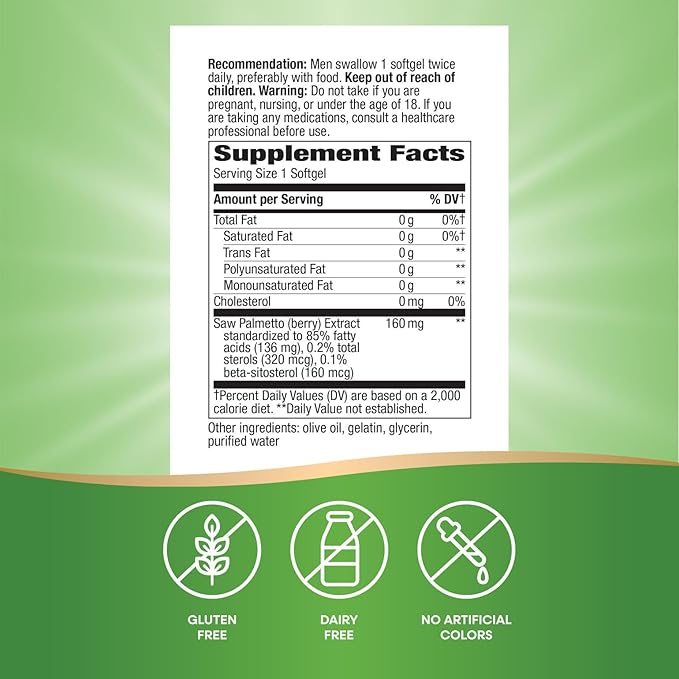 Nature's Way Saw Palmetto 160 mg per serving 60 Softgels